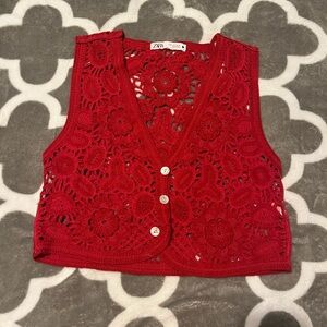 Zara Red Crochet Tank Top